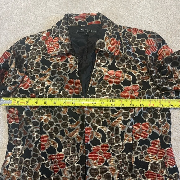 Lafayette 148 Printed Blazer Jacket Floral Abstract Brown Size 4 Small - Picture 9 of 10
